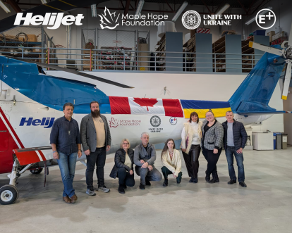 Ukrainian World Congress and Maple Hope Foundation Receive Medevac Air Ambulance Helicopter Donation from Helijet International